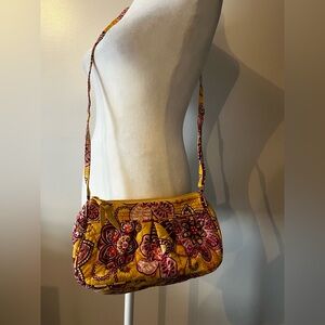 Vera Bradley Yellow and Pink Crossbody Bag with Paisley Design